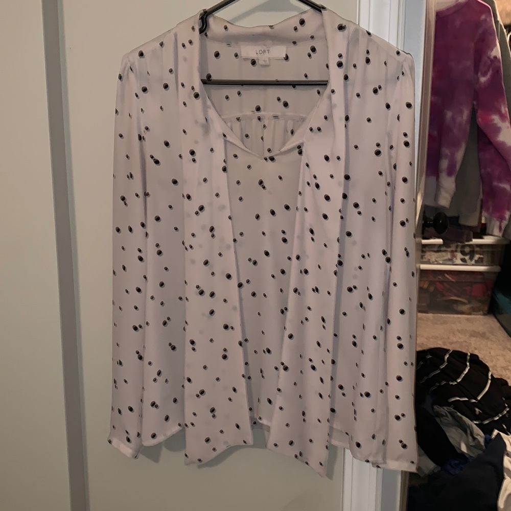White with Black Polka Dots Blouse - Loft